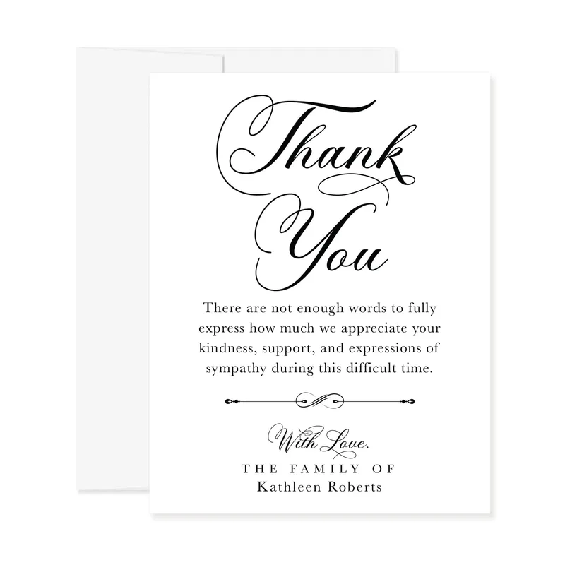 Script Thank You Sympathy Card for Showing Gratitude After Loss