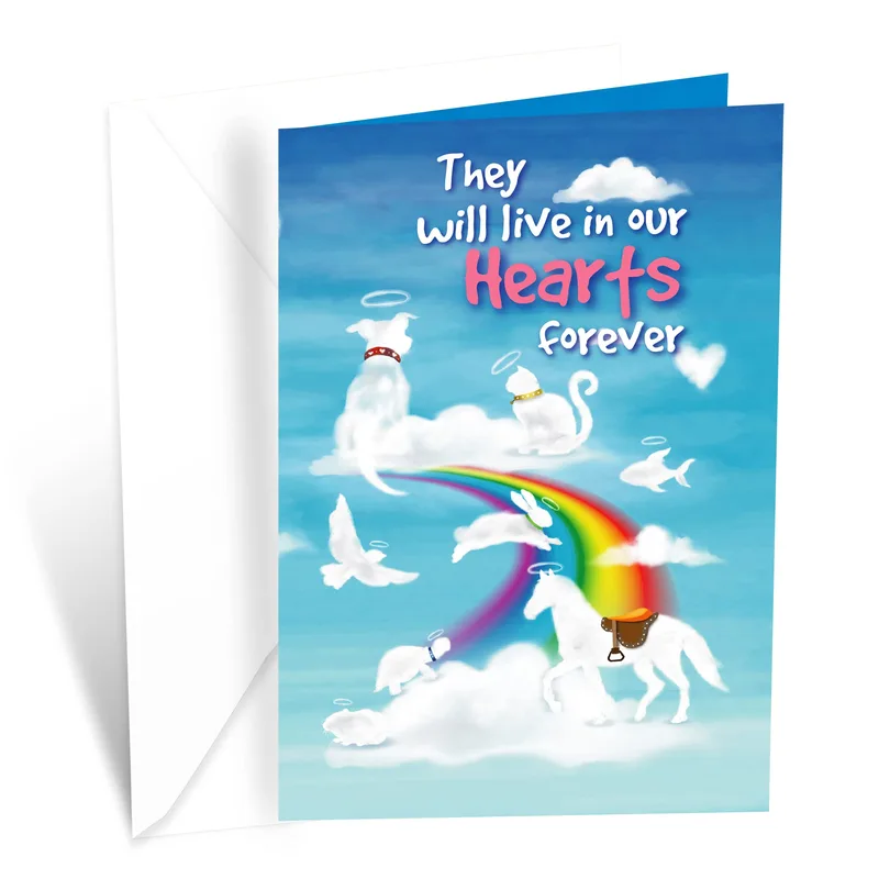 Clouds Pet Angels Pet Sympathy Card – Greeting Card in natural