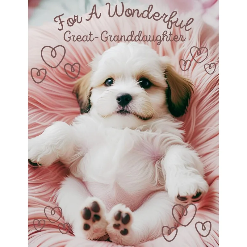 Maltipoo Puppy Pink Blanket Card for a Special Great-Granddaughter