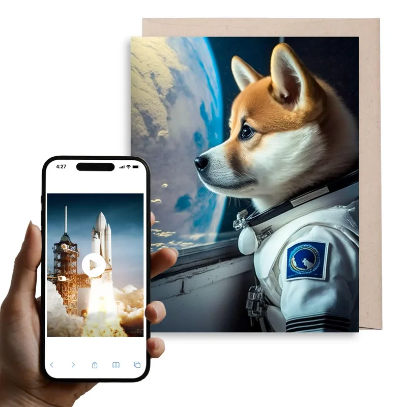 Shiba Astronaut Space Rocket Card for Crypto and Doge Lovers