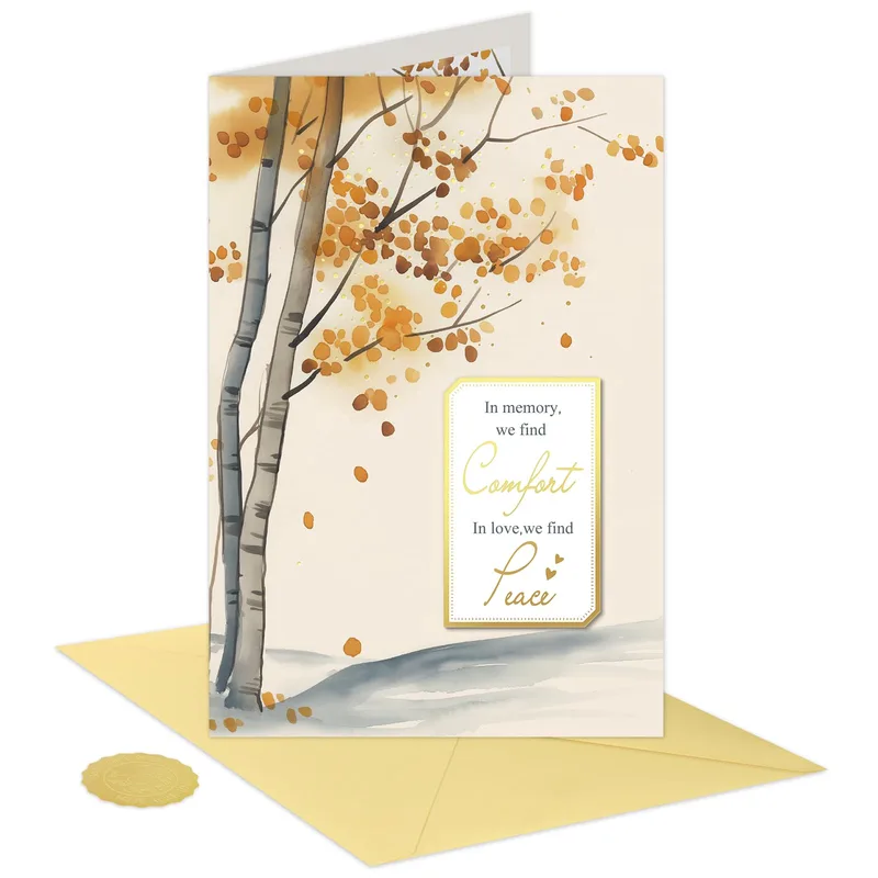 Trees Golden Leaves Sympathy Card for Finding Comfort in Loss