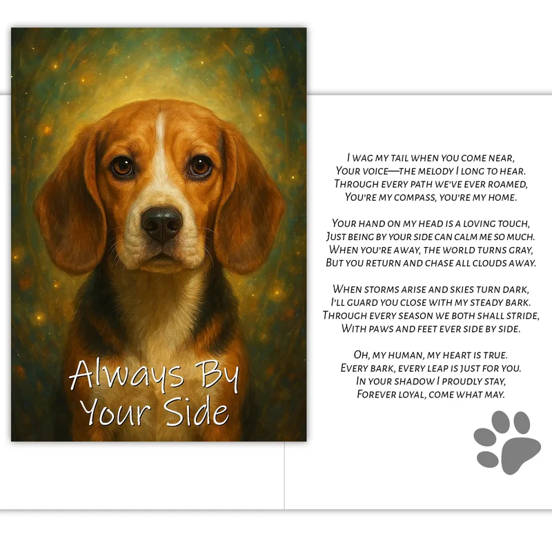 Beagle Portrait Glowing Love Card: A Poetic Tribute to Canine Loyalty