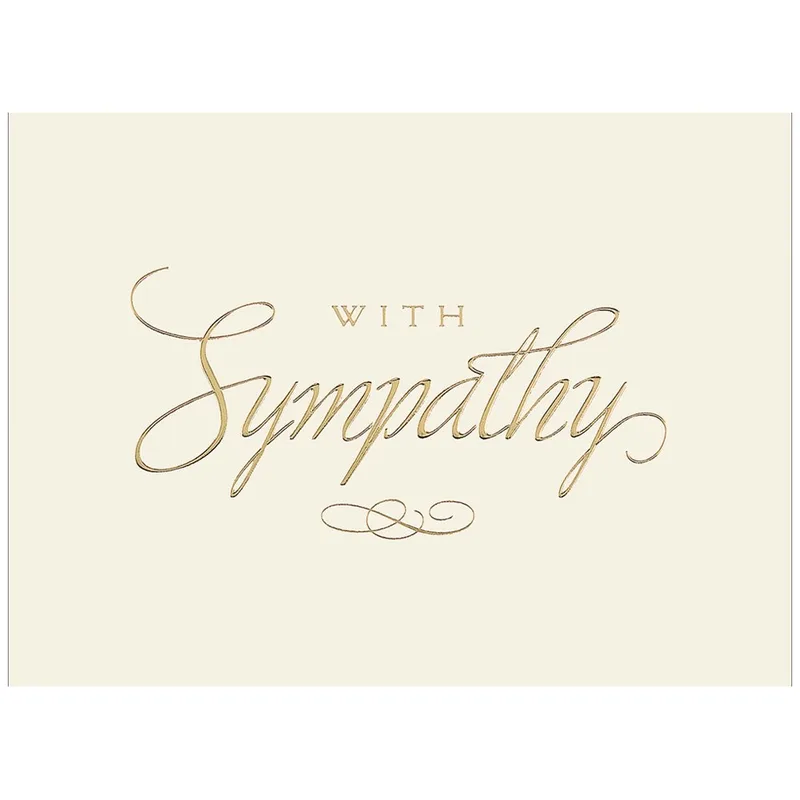 Gold Script Cream Sympathy Card with Elegant Gold Lettering