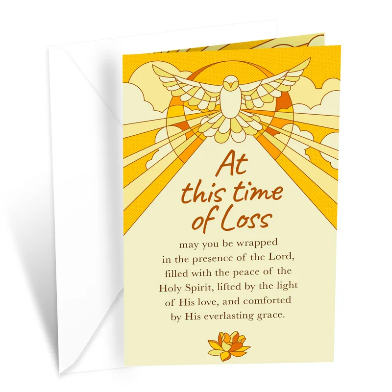 Yellow Sunrays Dove Sympathy Card: A Religious Message of Peace