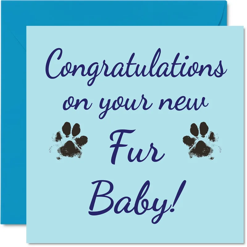 Blue Paw Prints Congratulations Card for New Pet Parents