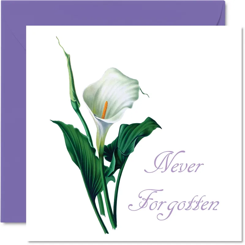 Calla Lily Purple Sympathy Card featuring a white Calla Lily