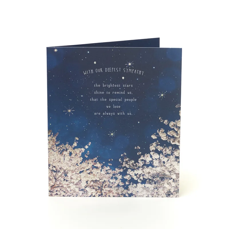 Starry Night Flowers Sympathy Card – A navy card