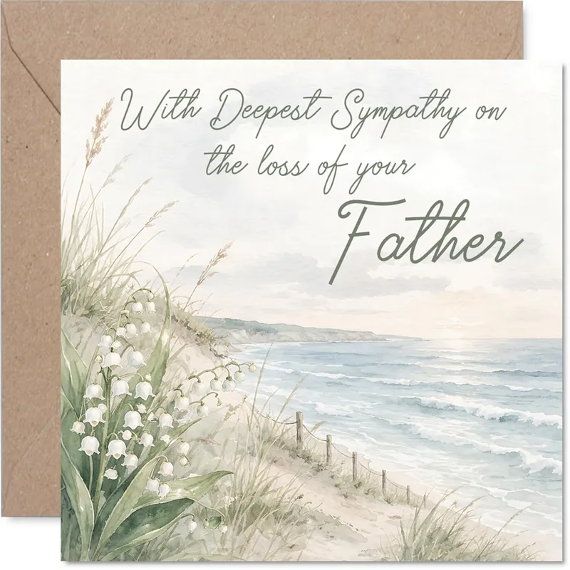 Beach Dunes Sympathy Card for a Lost Father