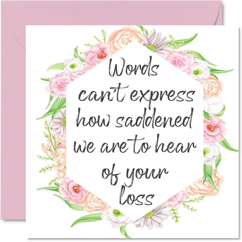 Floral Wreath Hexagon Sympathy Card for Expressing Deep Sadness