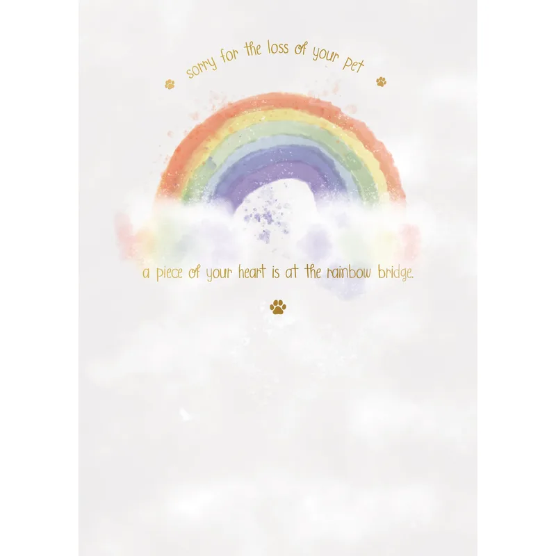Rainbow Over Clouds Pet Sympathy Card for Grieving Pet Owners