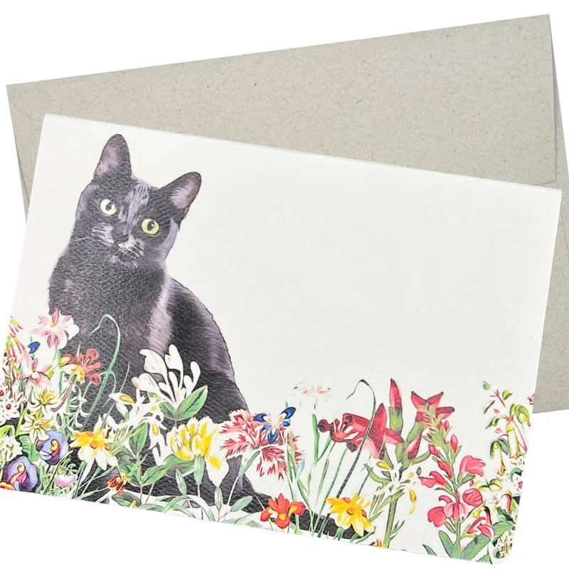 Black Cat Wildflower Patch Card for Pet Sympathy