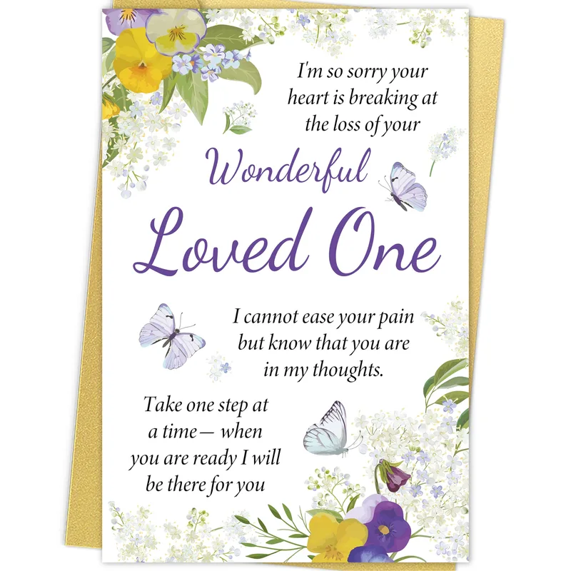 Butterflies Gold Edge Sympathy Card Offers Gentle Comfort for Loss