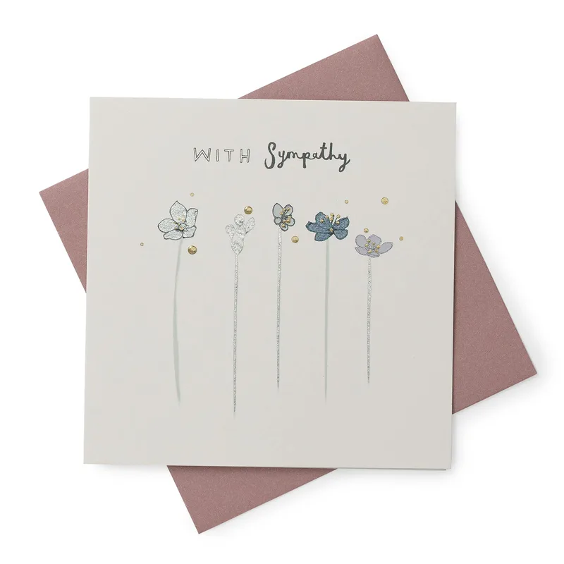 Card Flower Stems Sympathy Card for Gentle Remembrance