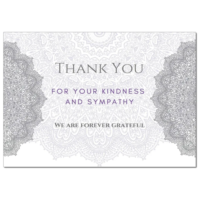 Border Thank You Sympathy Card with Lace Design and Gratitude