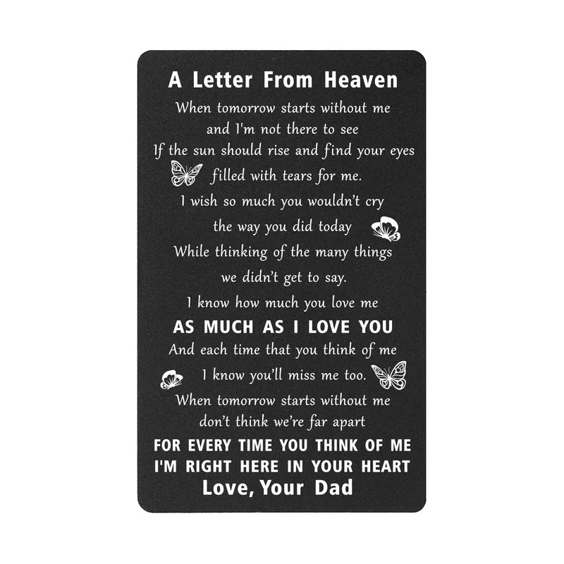 Poem Card Butterflies Sympathy Card A Letter From Heaven Design