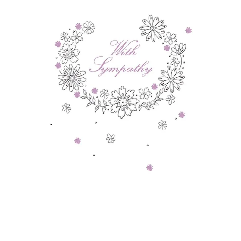 Art Floral Wreath Sympathy Card with hand-drawn floral circle