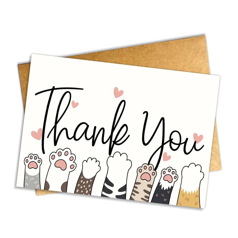 Cat Paws Thank Card: A Paw Print Design for Pet Lovers