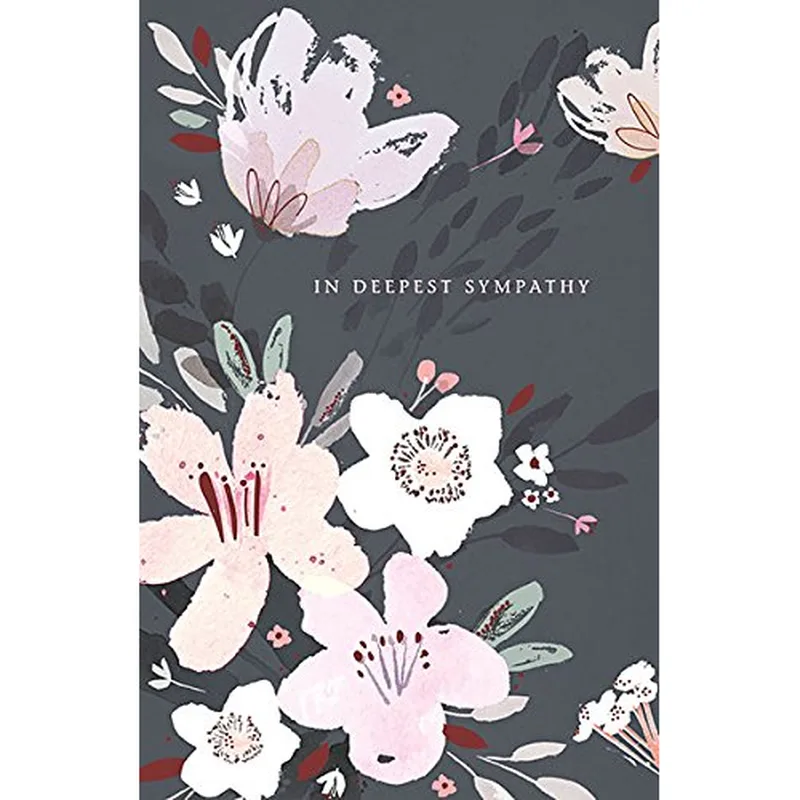Blossoms Dark Background Sympathy Card for Gentle Grief Support