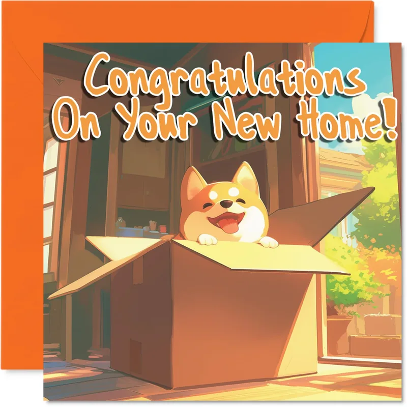 Shiba Inu Box New Home Card for Dog Lovers Moving