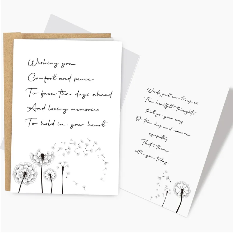 Line Art Poem Sympathy Card Wishing You Comfort and Peace