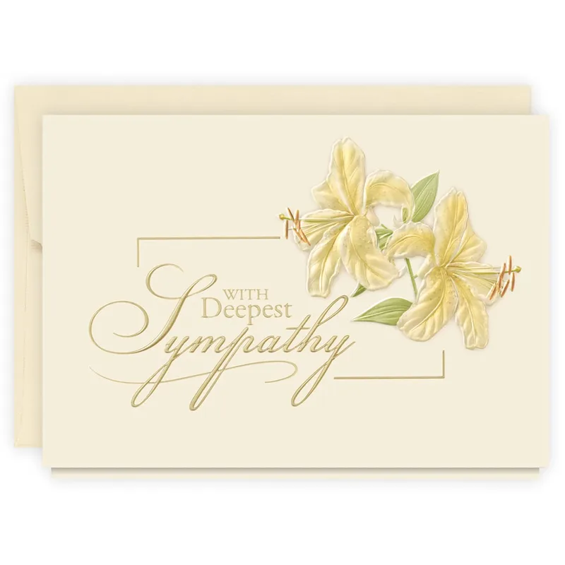 Gold Lilies Cream Sympathy Card for Honoring a Lost Pet