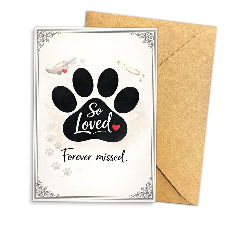 Paw Print Memorial Pet Sympathy Card for a Lost Companion