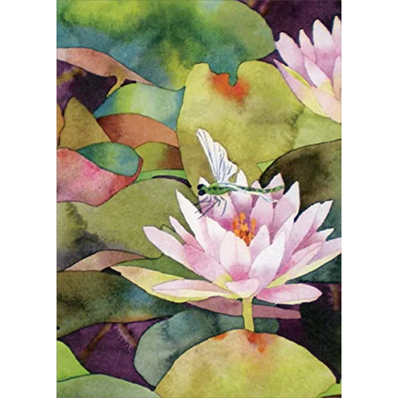 Pink Waterlily Watercolor Card – Greeting Card in natural