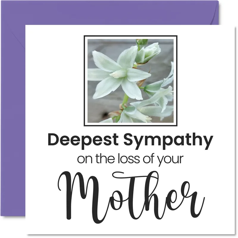 Photo Purple Edge Sympathy Card for a Mother's Loss