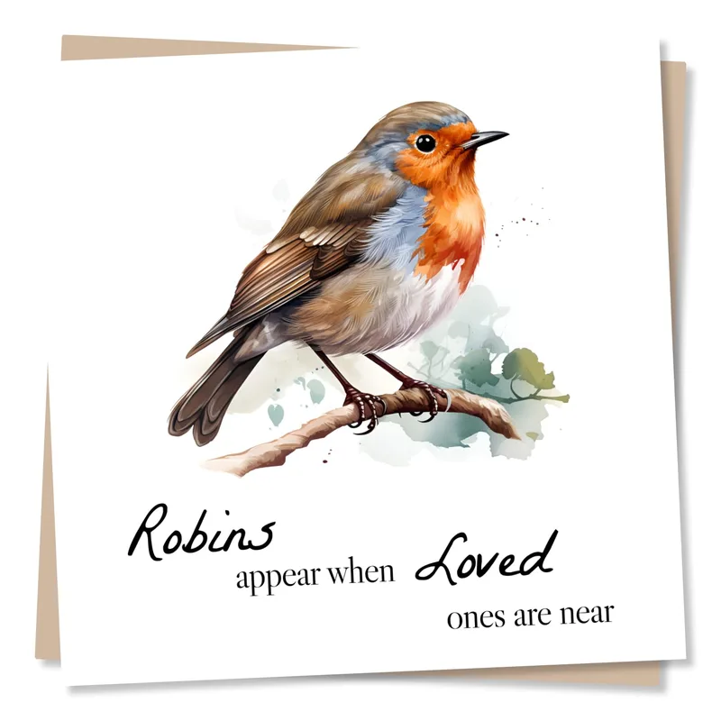 Robin Branch Sympathy Card: A Robin on a Branch with Sentimental Text