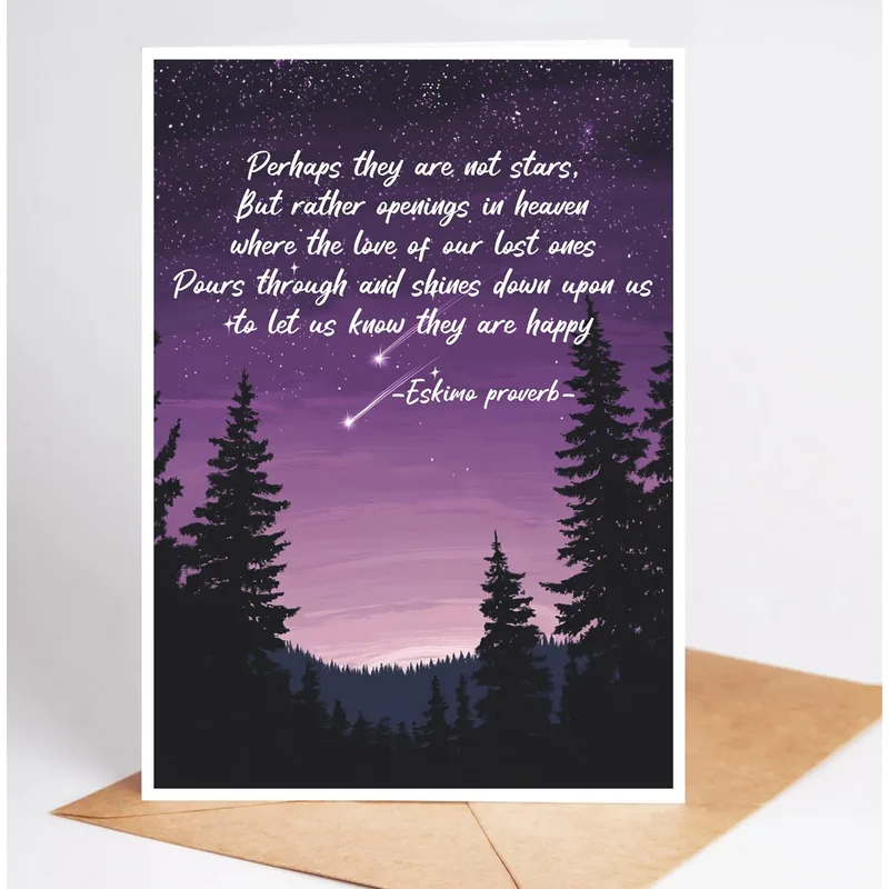 Night Sky Trees Sympathy Card Offers a Gentle View of Heaven