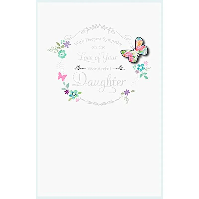 Floral Wreath Butterfly Sympathy Card – Greeting Card in natural