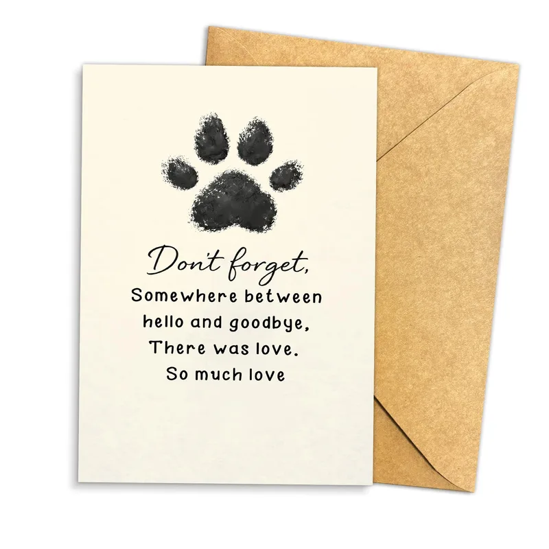Cream Paw Print Memorial Card Honoring a Beloved Pet's Life