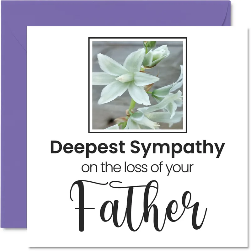 White Lily Photo Sympathy Card for a Father's Passing