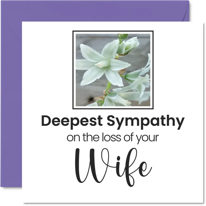 White Lily Photo Sympathy Card for a Lost Wife