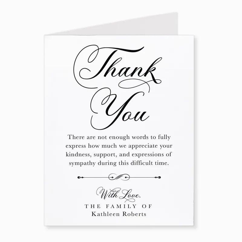 Thank You Fold Sympathy Card for Expressing Gratitude After Loss