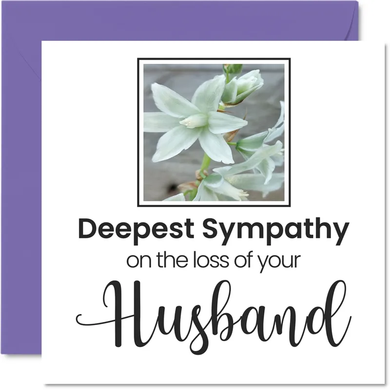 White Lily Photo Sympathy Card for a Lost Husband