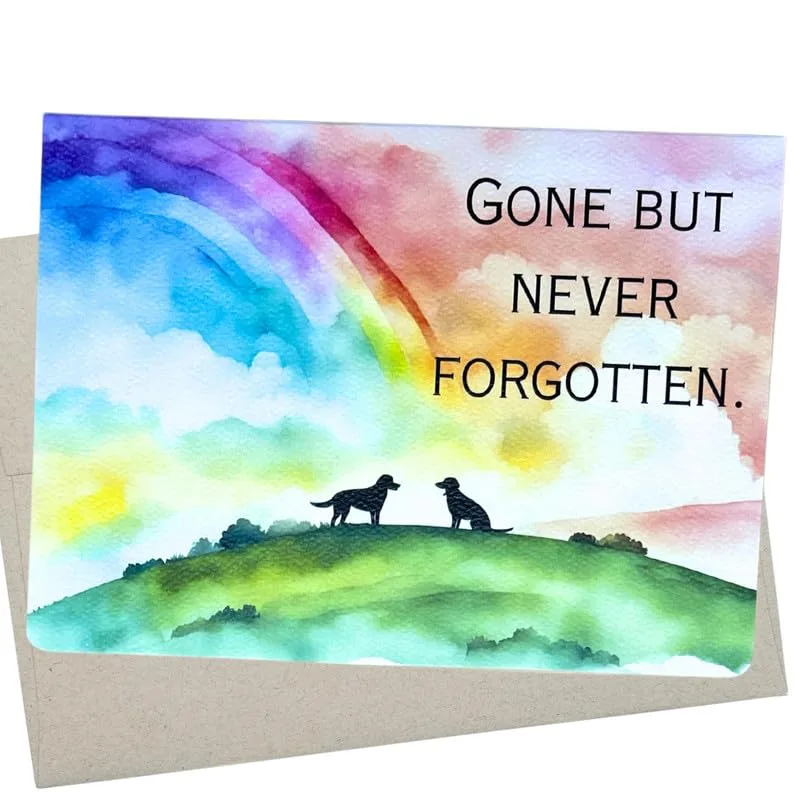 Rainbow Dog Silhouettes Pet Sympathy Card for Lost Furry Friends