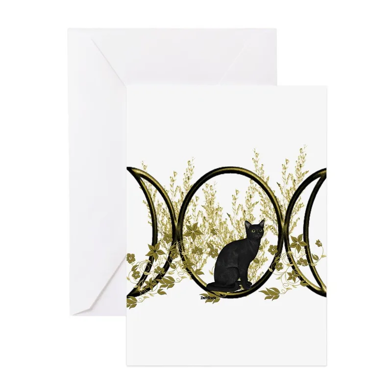 Triple Moon Black Cat Card: A Sympathy Design for Feline Lovers