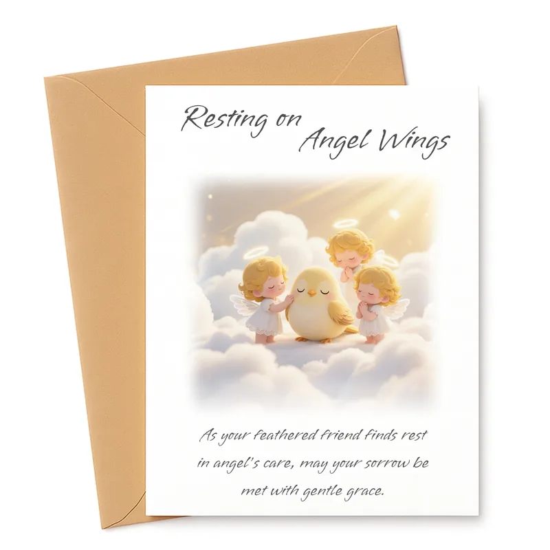 Angel Babies Clouds Pet Sympathy Card for Bird Loss