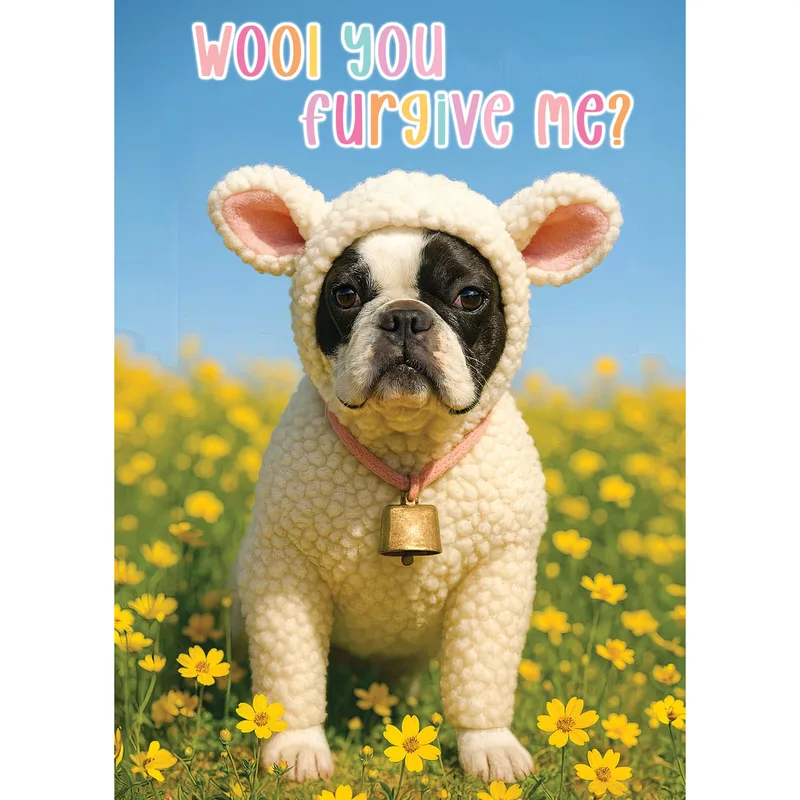 Frenchie Sheep Costume Sorry Card for Pet Apology