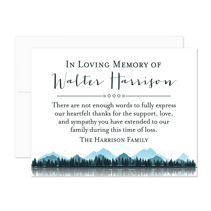 Forest Reflection Border Sympathy Card for Memorial Thanks