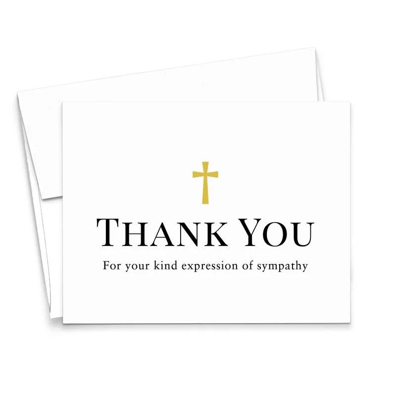 Gold Cross Thank Card for Sympathy Expressions