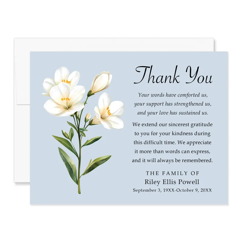 Freesia Blue Card Thank You Card – Greeting Card in natural