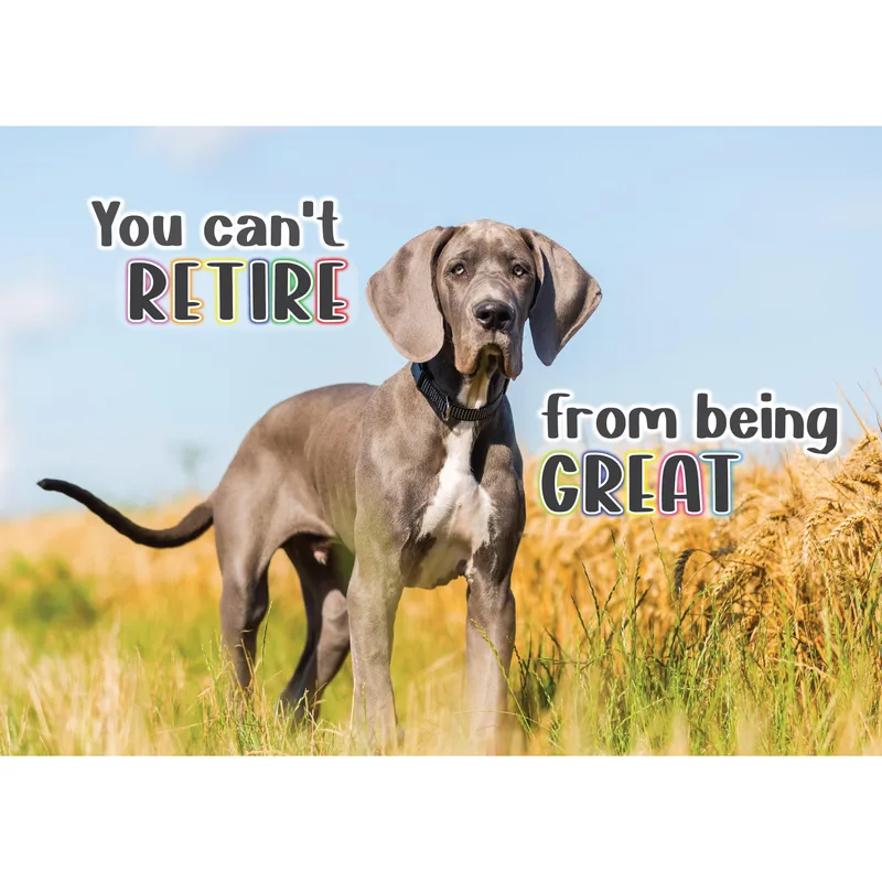 Dane Wheat Field Retirement Card featuring a majestic Great Dane
