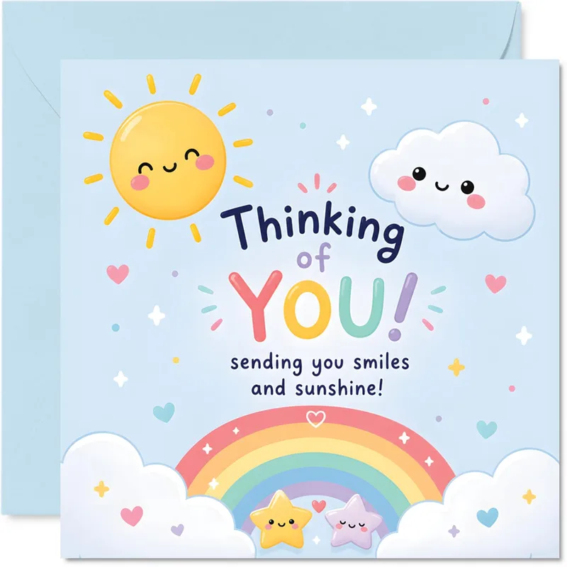 Rainbow Sun Clouds Thinking of You Card for Brighter Days