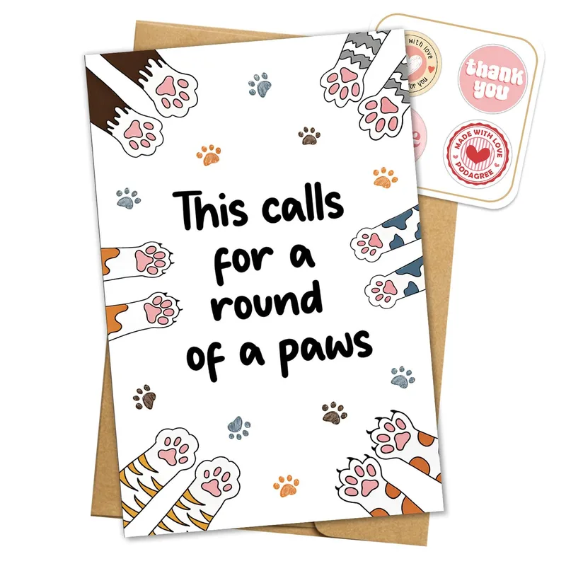 Print Pattern Cat Congratulations Card: This Calls