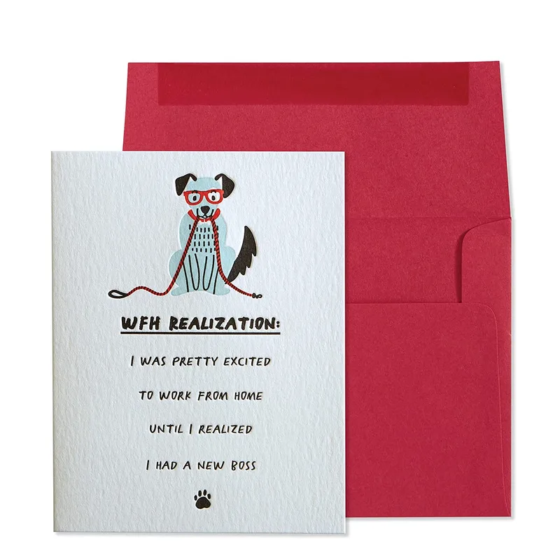 Dog in Glasses Pale Card for Remote Workers with a Sense of Humor
