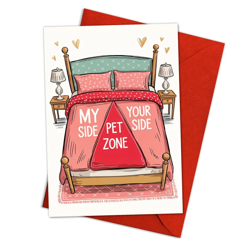 Cartoon Bed Pet Zone Card for the Dog Owner Who Claims the Middle