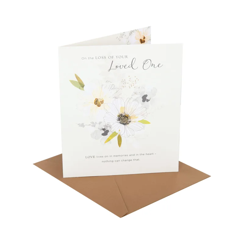White Daisy Floral Sympathy Card for Losing a Loved One