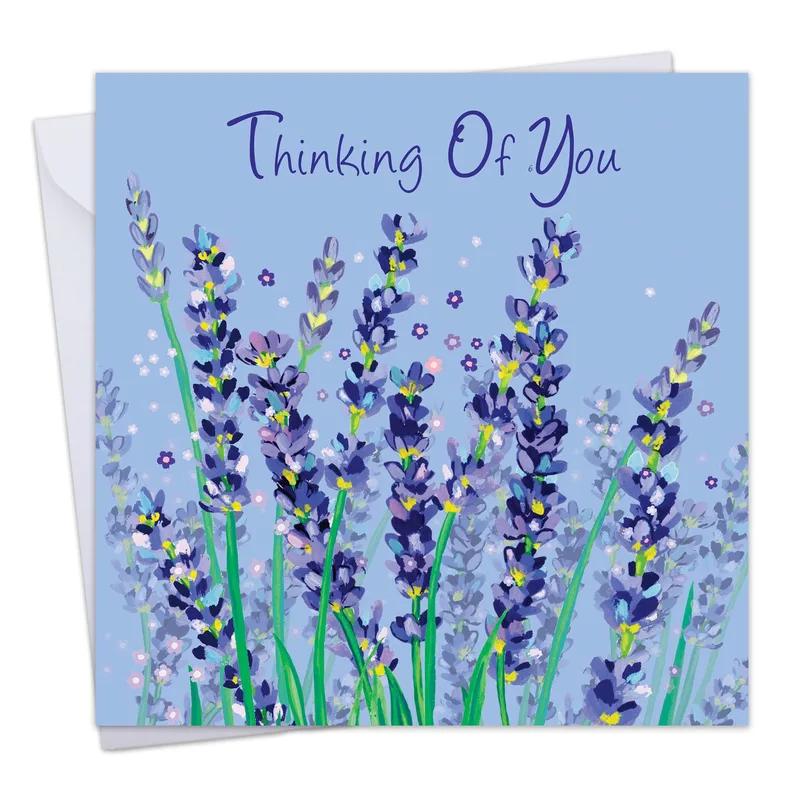 Blue Lavender Field Thinking of You Card for Sympathy